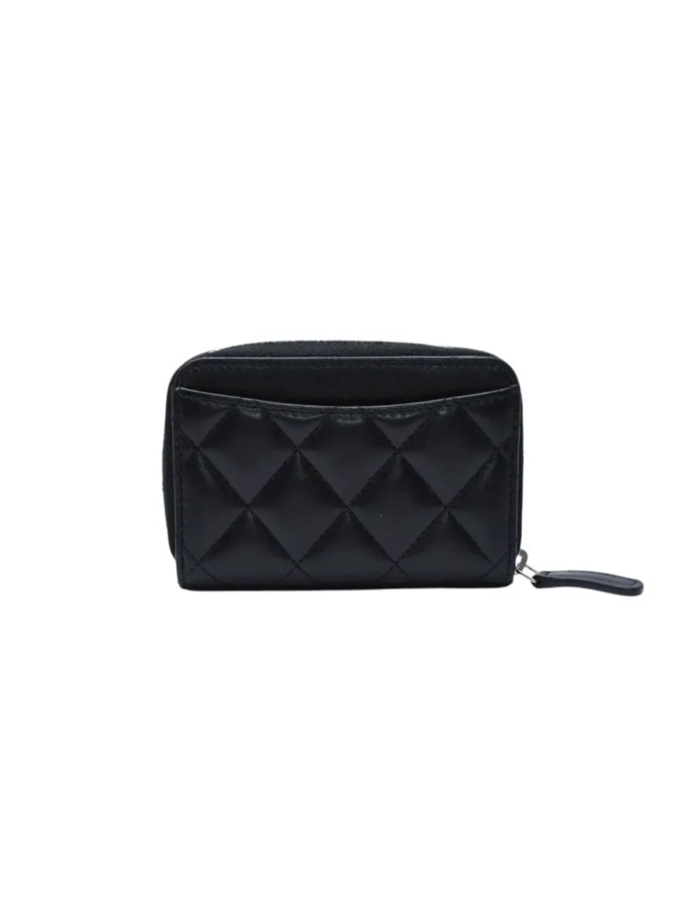 Chanel Classic Zip Coin Purse CC Logo Lambskin Black